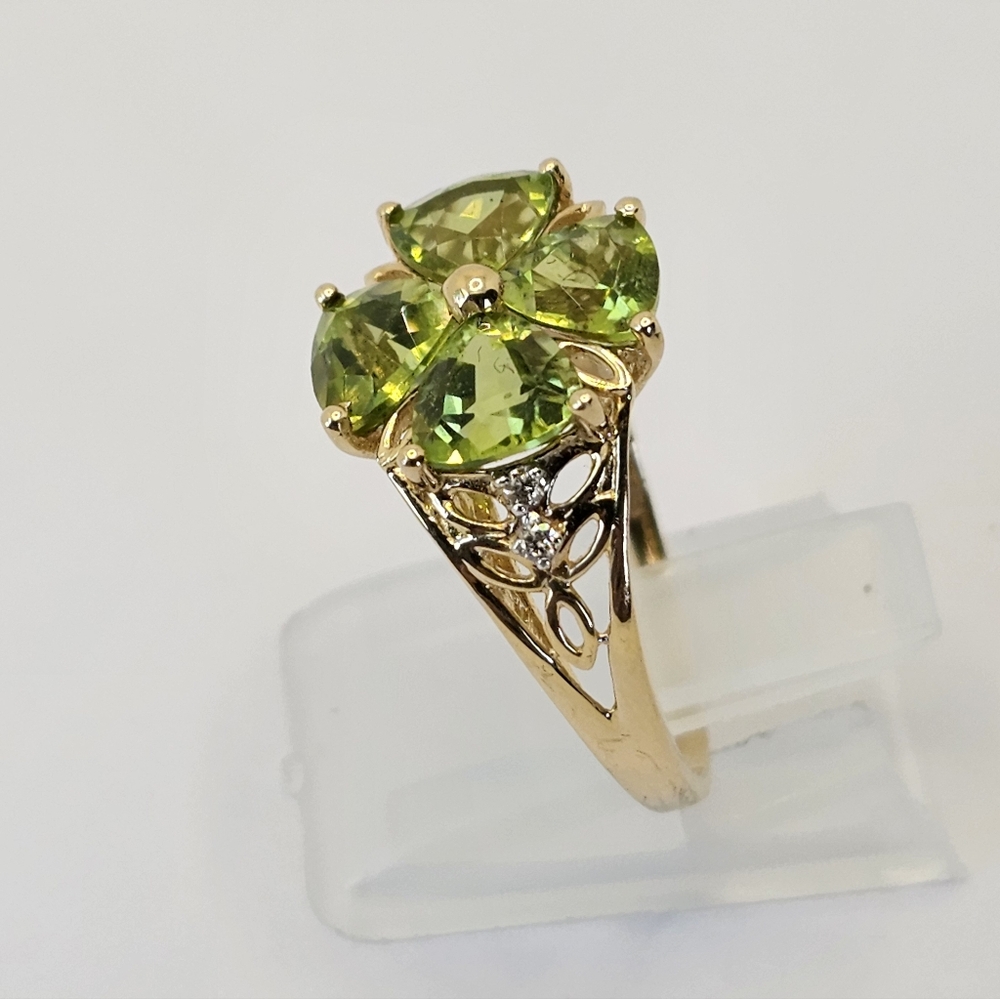 Michelle Albala Peridot & Diamond Ring 14K Yellow Gold Size 8! - Picture 5 of 7